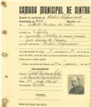 Registo de matricula de cocheiro profissional em nome de Alberto Barbosa dos Santos, morador em Sintra, com o nº de inscrição 816.