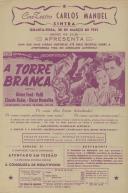 Programa do filme "A Torre Branca" com a participação de Glenn Ford, Valli Claude Rains e Oscar Homolka. 