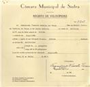 Registo de velocípede de marca Airosa, com o nº 9805, em nome de Francisco Vicente Pereira de Sousa, morador em Algueirão.