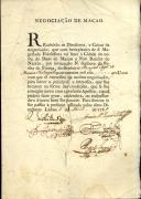 Apólice passada a Henssel Jorge e Hermano Nootnagell para participar na negociação da nau Rainha de Nantes pela viagem que fez a Macau.