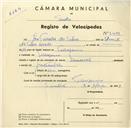 Registo de velocípede de marca Nacional, com o nº 3499, em nome de José Ferreira da Silva, morador em Terrugem.