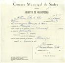 Registo de velocípede de marca Nacional, com o nº 8615, em nome de António Pedro da Silva, morador em Albarraque.