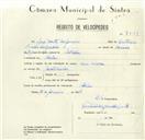 Registo de velocípede com o nº 8521, em nome de José Coito Salgueiro, morador em Belas.