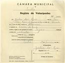 Registo de velocípede de marca Tagus, com o nº 3462, em nome de Júlio dos Reis, morador em Cacém de Cima.