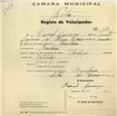 Registo de velocípede de marca Olympique, com o nº 544, em nome de Manuel Lourenço, morador em Moucheira.
