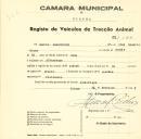 Registo de um veiculo de quatro rodas tirado por um animal de espécie cavalar destinado a transporte de mercadorias em nome de Manuel Granchinho, morador em Albarraque.