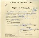 Registo de velocípede de marca Champion, com o nº 3612, em nome de Joaquim Marques Ferreira, morador em Mem Martins.