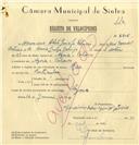Registo de velocípede de marca Raio, com o nº 6805, em nome de Hermínio Adão Gairifo Patrício, morador em Azoia.