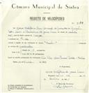 Registo de velocípede de marca Sachs, com o nº 8349, em nome de Maria Estefânia Louro Amaral da Guerra, moradora em Sintra.