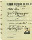 Registo de matricula de velocipedista em nome de Ernesto Pereira, morador em Queluz, com o nº de inscrição 1662.