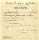 Registo de velocípede com o nº 6962, em nome de Manuel Rebolo, morador em Cacém de Cima.