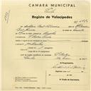 Registo de velocípede com o nº 2520, em nome de António Leal Ferreira, morador em S. Pedro de Sintra.
