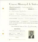 Registo de matricula de velocipedista em nome de António Galrão, morador em Mancebas, com o nº de inscrição 6565.