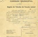 Registo de um veiculo de duas rodas tirado por dois animais de espécie muar destinado a transporte de mercadorias em nome de Francisco dos Santos Júnior, morador no Mucifal.