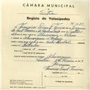 Registo de velocípede de marca Cycles Pombal, com o nº 4079, em nome de Francisco Dinis Ferreira, morador em Almoçageme.