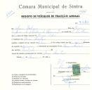 Registo de um veiculo de duas rodas tirado por um animal de espécie asinina destinado a transporte de mercadorias em nome de Afonso Fortuoso, morador em Mem Martins.