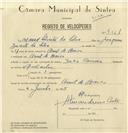 Registo de velocípede de marca Deka, com o nº 7961, em nome de Manuel Silvestre da Silva, morador em Aruil de Baixo.