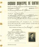 Registo de matricula de carroceiro de 2 ou mais animais em nome de Manuel Duarte Sapina, morador em Odrinhas, com o nº de inscrição 1925.