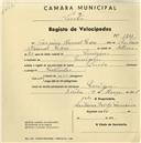 Registo de velocípede de marca Lúcia com o nº 1201, em nome de Joaquim Manuel Pedro, morador em Pernigem.