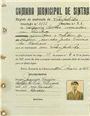 Registo de matricula de velocipedista em nome de António Coelho, morador em Sintra, com o nº de inscrição 1133.