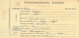 Recenseamento escolar de Gertrudes José, filha de Fernando José, moradora em Almoçageme.