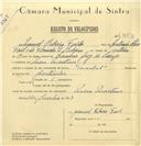 Registo de velocípede de marca Pombal, com o nº 6484, em nome de Manuel Ribeiro Faíl, morador em Mem Martins.