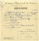 Registo de velocípede de marca Oriental, com o nº 6307, em nome de António dos Santos Duarte, morador em Várzea de Sintra.