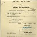 Registo de velocípede de marca Union com o nº 2752, em nome de João Fernandes da Costa Carreira, morador em Idanha.