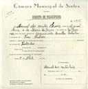 Registo de velocípede com o nº 5716, em nome de Manuel dos Santos Luís, morador em Pero Pinheiro.