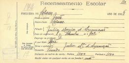 Recenseamento escolar de João de Assunção, filho de Júlia Maria de Assunção, morador no Penedo.