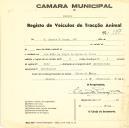 Registo de um veiculo de duas rodas tirado por um animal de espécie muar destinado a transporte de mercadorias em nome de G. Duarte & Poças, Ldª.,sediada no Cacém Baixo.