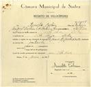Registo de velocípede de marca Ilo, com o nº 10058, em nome de Arnaldo Calaim, morador em Vila Verde.