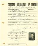 Registo de matricula de velocipedista em nome de Artur Pinto Claro, morador em Rio de Mouro, com o nº de inscrição 2035.