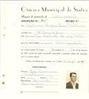 Registo de matricula de velocipedista em nome de António Carpinteiro Frutuoso, morador em Albarraque, com o nº de inscrição 6447.
