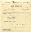Registo de velocípede com o nº 6600, em nome de José Luís Barata, morador em Colares.