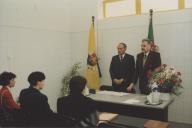 João Justino, Presidente da Câmara Municipal de Sintra, e o Vereador Lino Paulo durante a assinatura do protocolo com a Imprensa Regional no mercado do Cacém.