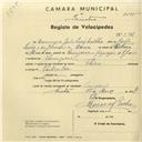 Registo de velocípede de marca Flecha, com o nº 2928, em nome de Domingos João Luís Coelho, morador em Pernigem.
