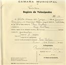 Registo de velocípede de marca Union, com o nº 171, em nome de Ruth Maria Jorge, morador em Pero Pinheiro.