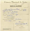 Registo de velocípede de marca Olga, com o nº 8234, em nome de Amado Lourenço Pardal, morador em Pero Pinheiro.