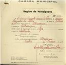 Registo de velocípede de marca Olga, com o nº Leopoldo Augusto Pereira da Silva, em nome de , morador em Albarraque.