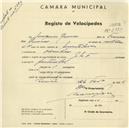 Registo de velocípede com o nº 2373, em nome de Joaquim Barros, morador em Odrinhas.