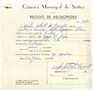 Registo de velocípede de marca Seta, com o nº 9490, em nome de Carlos Alberto da Conceição, morador em Belas.
