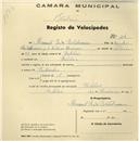 Registo de velocípede com o nº 114, em nome de Manuel Pedro Bartolomeu, morador em Belas.