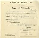 Registo de velocípede de marca Helios, com o nº 3380, em nome de Maria Helena da Fonseca e Sá, moradora em Avª Dr. Miguel Bombarda nº 5, Queluz.