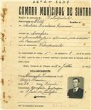 Registo de matricula de velocipedista em nome de António Inocêncio Governo, morador na Assafora, com o nº de inscrição 2602.