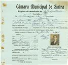 Registo de matricula de velocipedista em nome de Narciso de Morais, morador em Queluz, com o nº de inscrição 829.