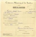 Registo de velocípede com o nº 7823, em nome de Francisco Manuel Inácio, morador em Lameiras.