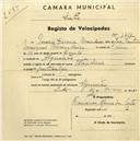 Registo de velocípede com o nº 1467, em nome de Mário Garcia Brandeiro, morador em Algueirão.