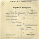 Registo de velocípede de marca Olga, com o nº 119, em nome de António Dinis Correia, morador em Eugaria.