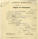 Registo de velocípede de marca Phillips, com o nº 2454, em nome de Maria Manuela Corte Real, moradora em Banzão.